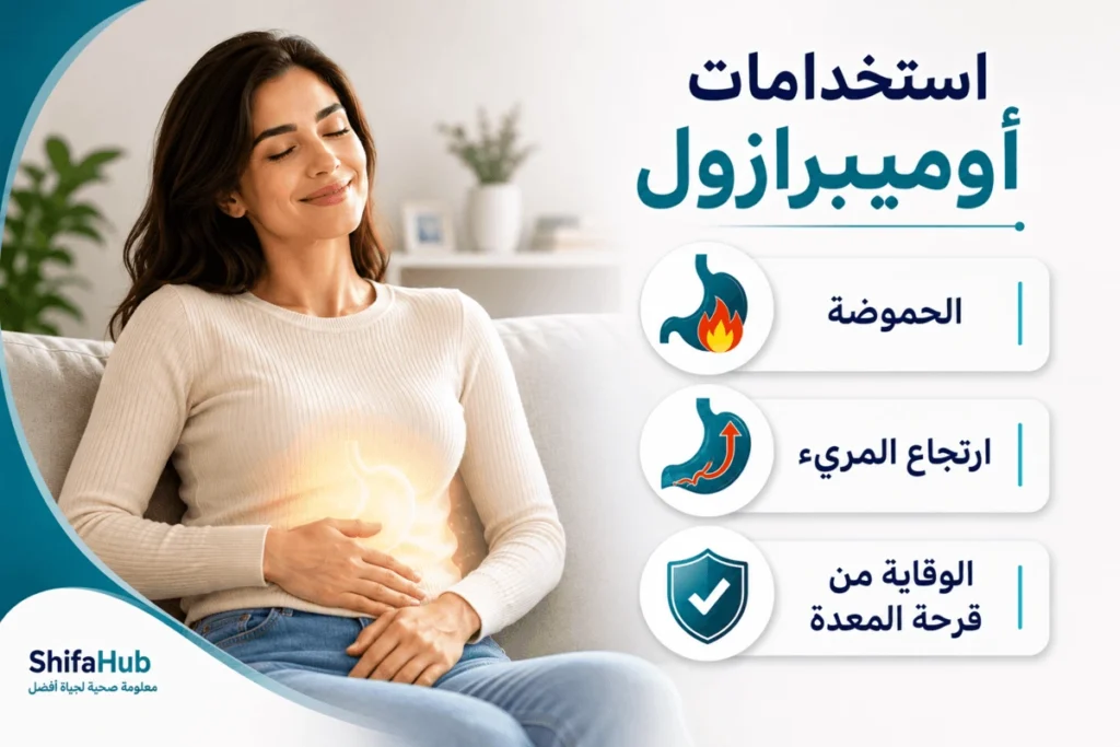 دواء أوميبرازول لعلاج الحموضة وارتجاع المريء وجرثومة المعدة
