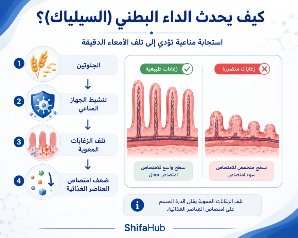 كيف يحدث الداء البطني (السيلياك)؟
