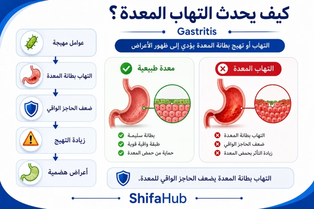كيف يحدث التهاب المعدة؟