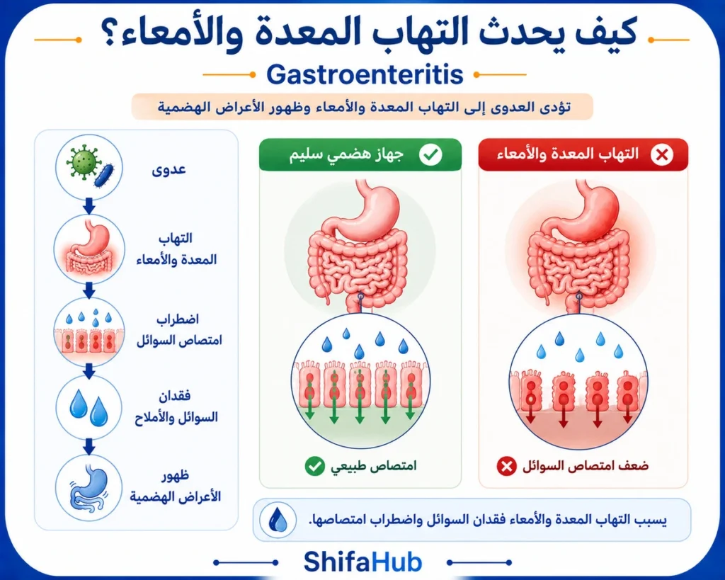 كيف يحدث التهاب المعدة والأمعاء؟