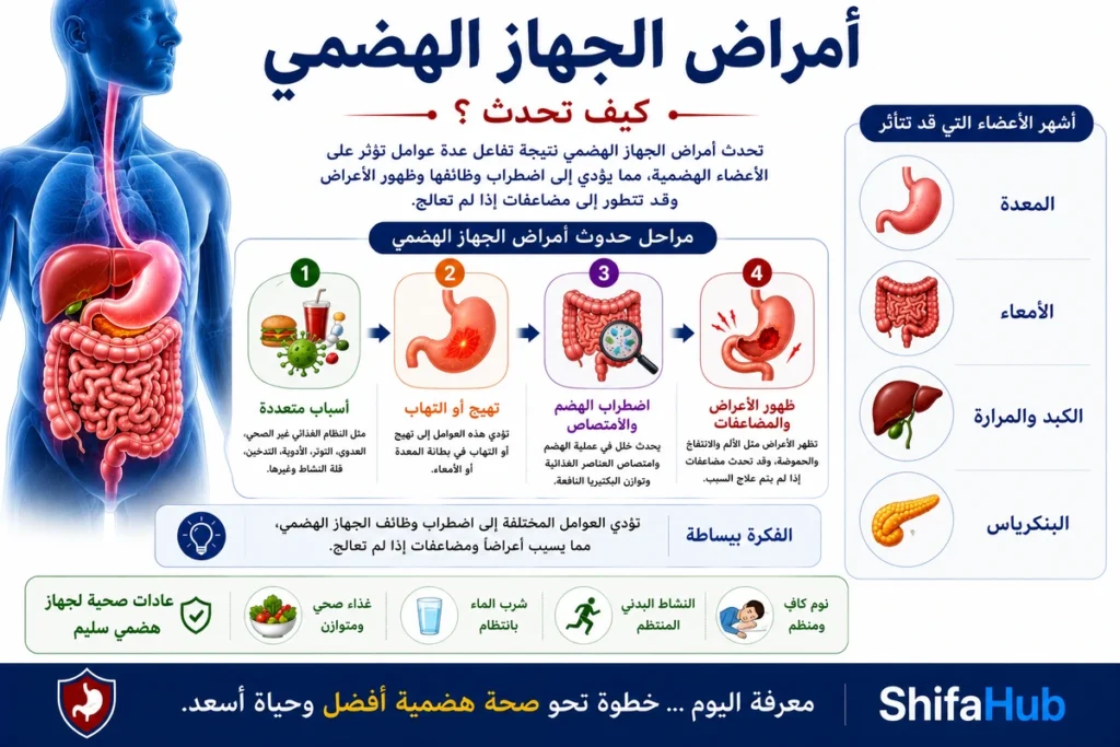 كيف تحدث أمراض الجهاز الهضمي؟