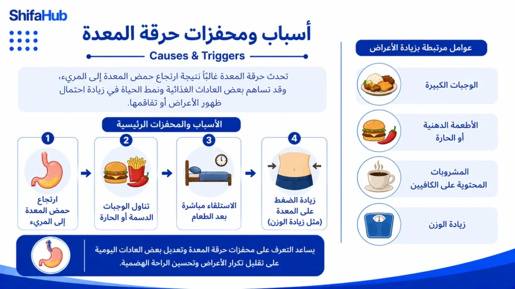 أسباب ومحفزات حرقة المعدة