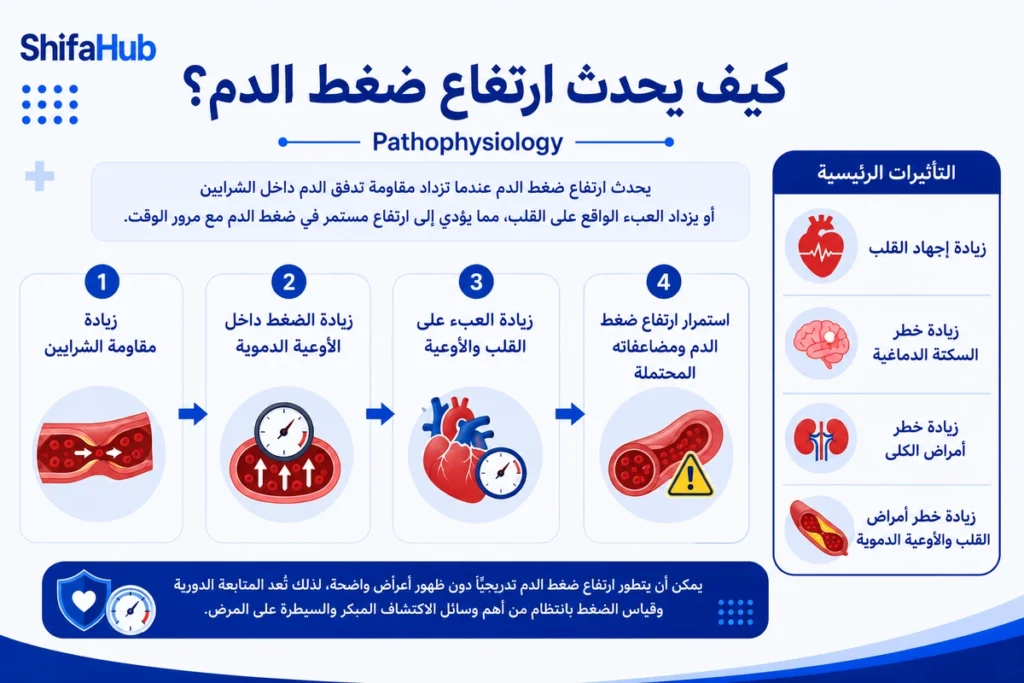كيف يحدث ارتفاع ضغط الدم؟
