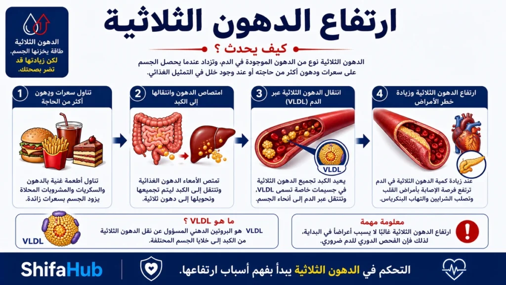 كيف يحدث ارتفاع الدهون الثلاثية؟
