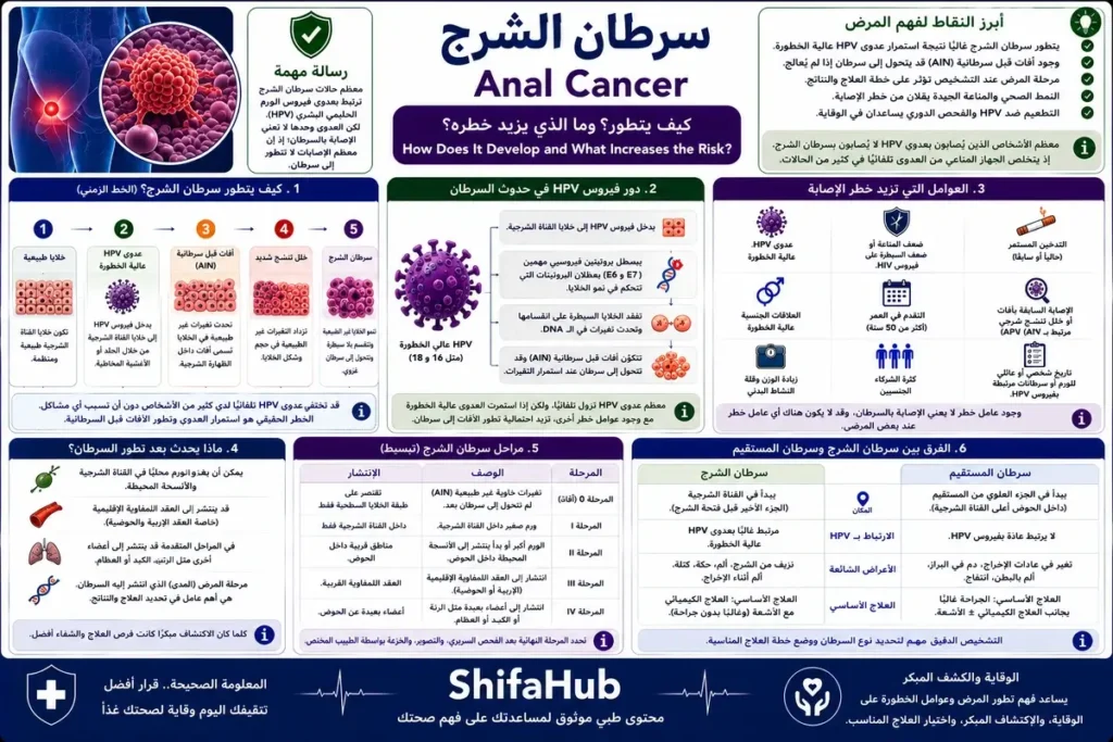 كيف يتطور سرطان الشرج؟