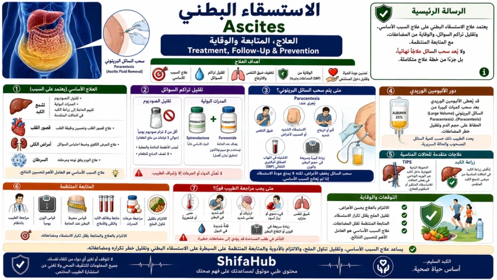 علاج الاستسقاء البطني والمتابعة والوقاية