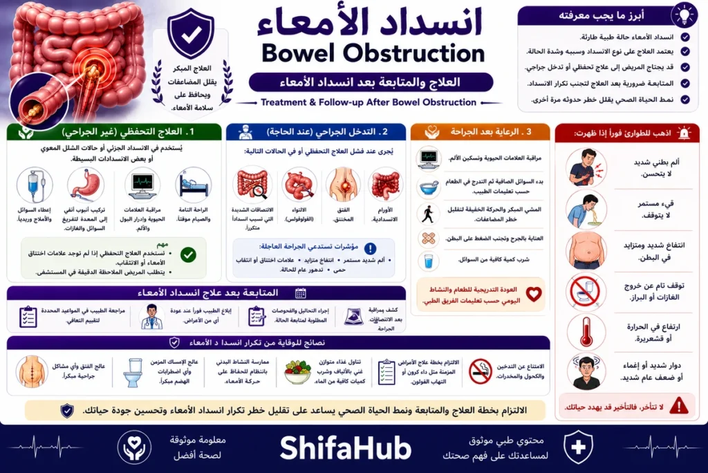 العلاج والمتابعة بعد انسداد الأمعاء