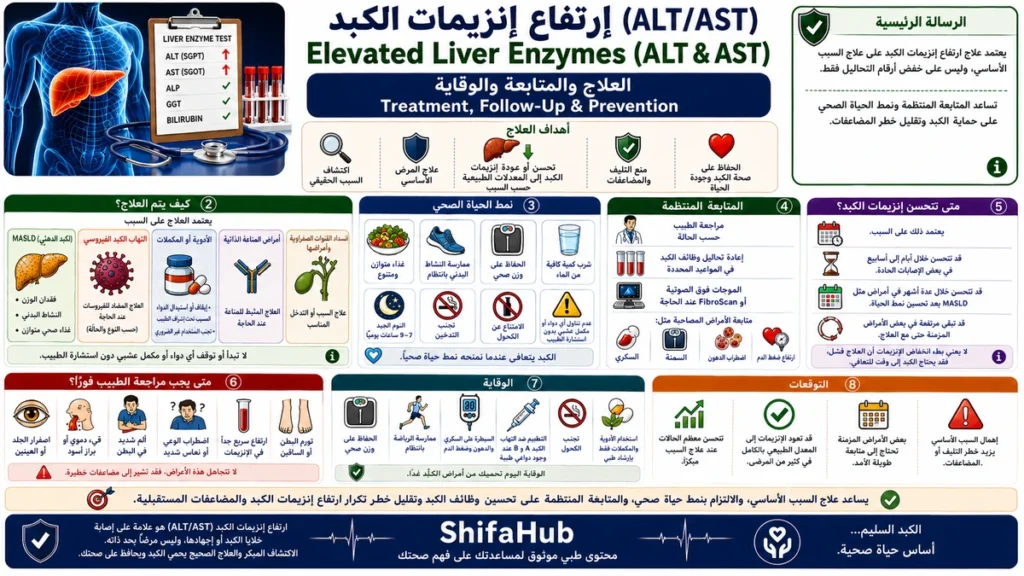 العلاج لإرتفاع إنزيمات الكبد والمتابعة والوقاية
