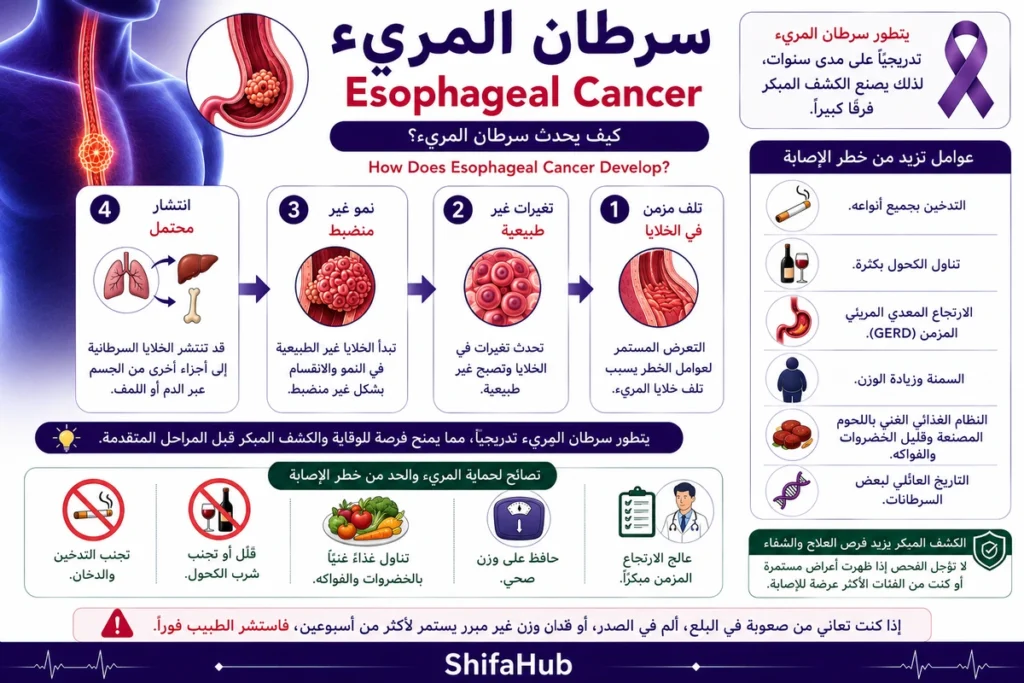 كيف يحدث سرطان المريء؟
