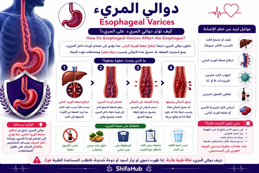 كيف تؤثر دوالي المريء على المريء؟