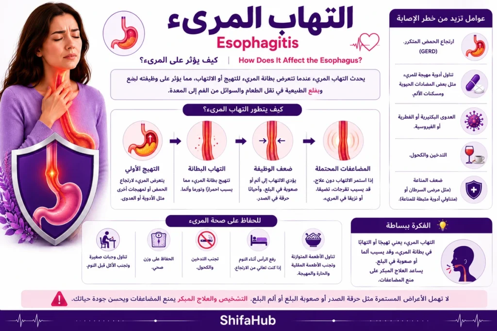 كيف يؤثر التهاب المؤيء على المريء؟