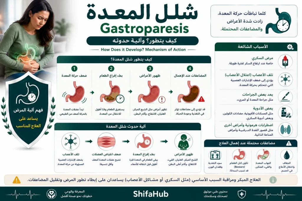 كيف يتطور شلل المعدة؟ وآلية حدوثه