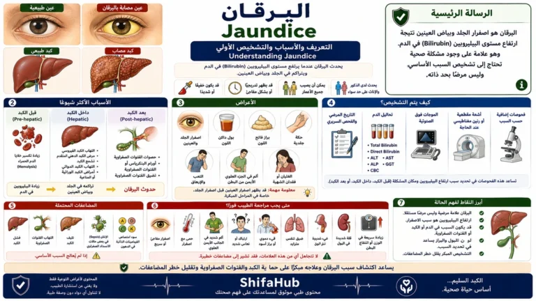 اصفرار العين والجلد الناتج عن ارتفاع البيليروبين لدى مريض مصاب باليرقان