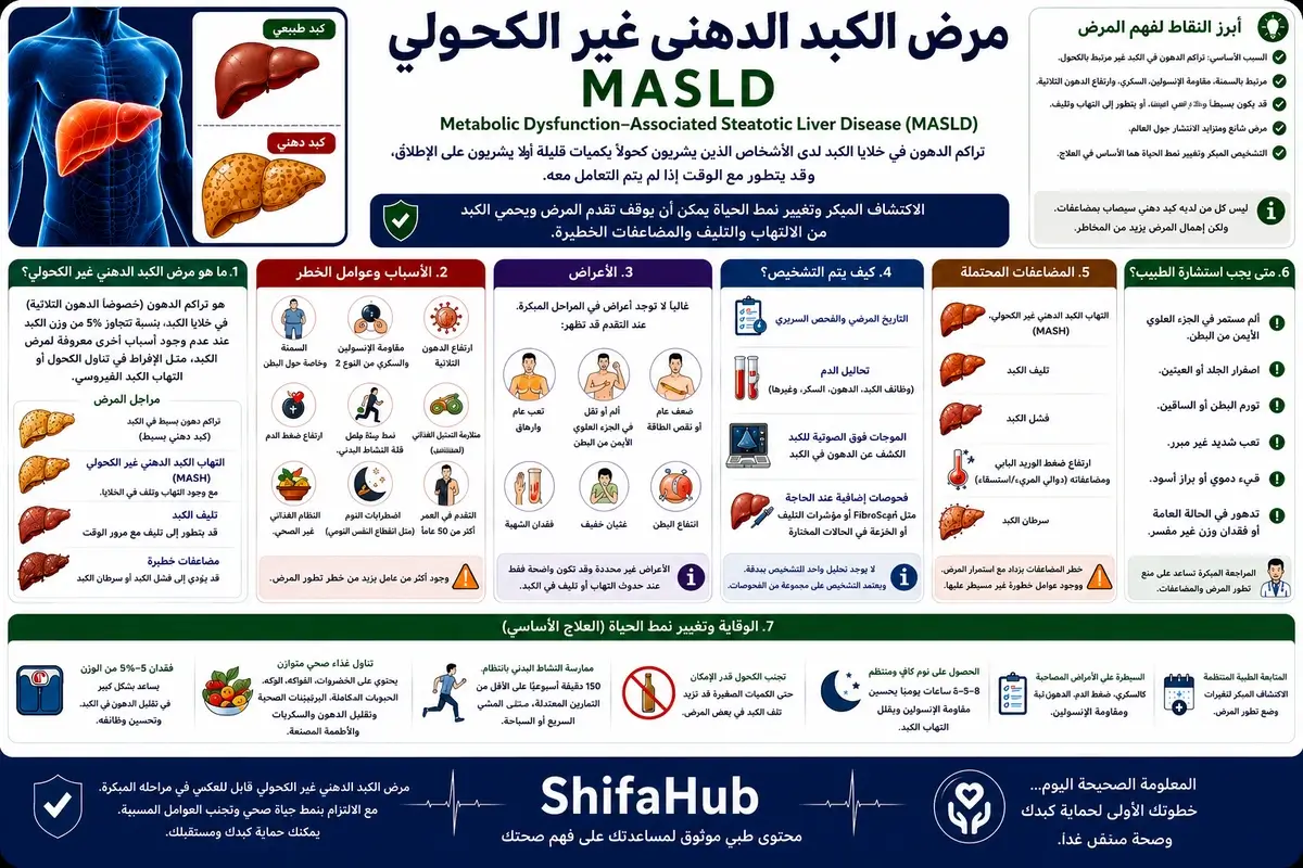 مرض الكبد الدهني غير الكحولي (NAFLD/MASLD) وتراكم الدهون داخل الكبد
