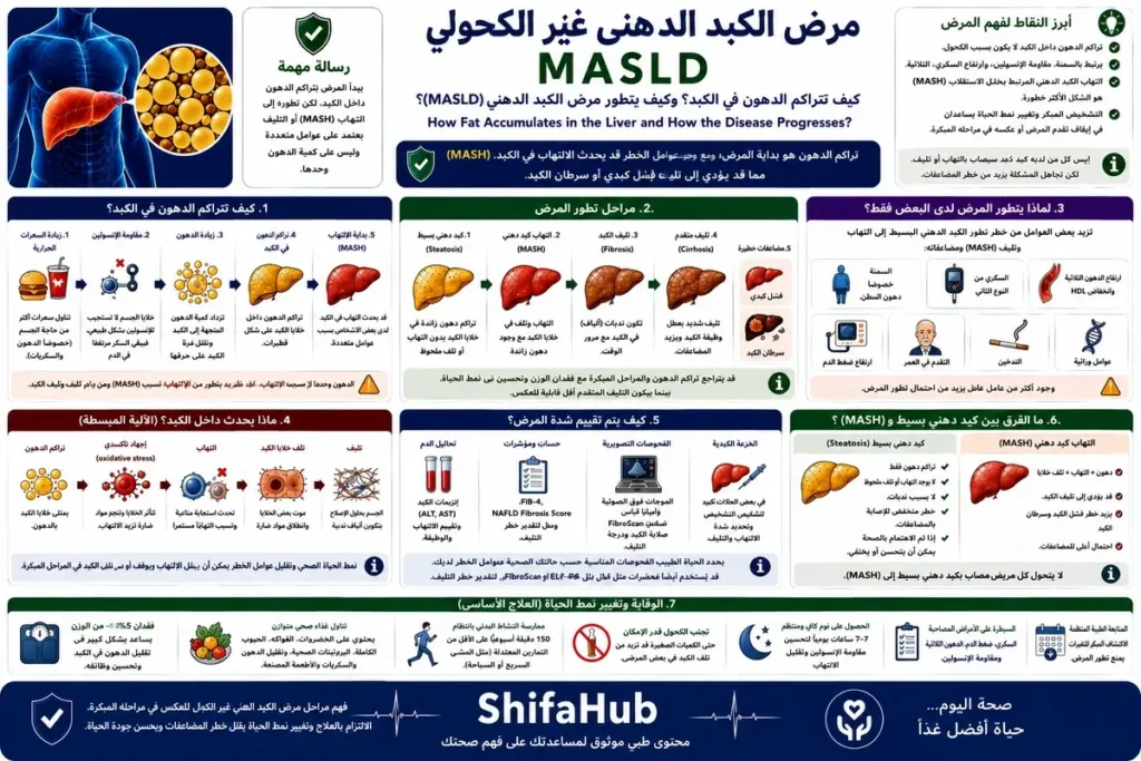 كيف تتراكم الدهون في الكبد؟ وكيف يتطور مرض الكبد الدهني؟