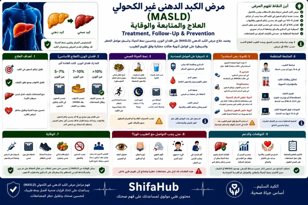 علاج مرض الكبد الدهني غير الكحولي والمتابعة والوقاية