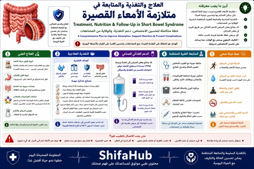 العلاج والتغذية والمتابعة في متلازمة الأمعاء القصيرة