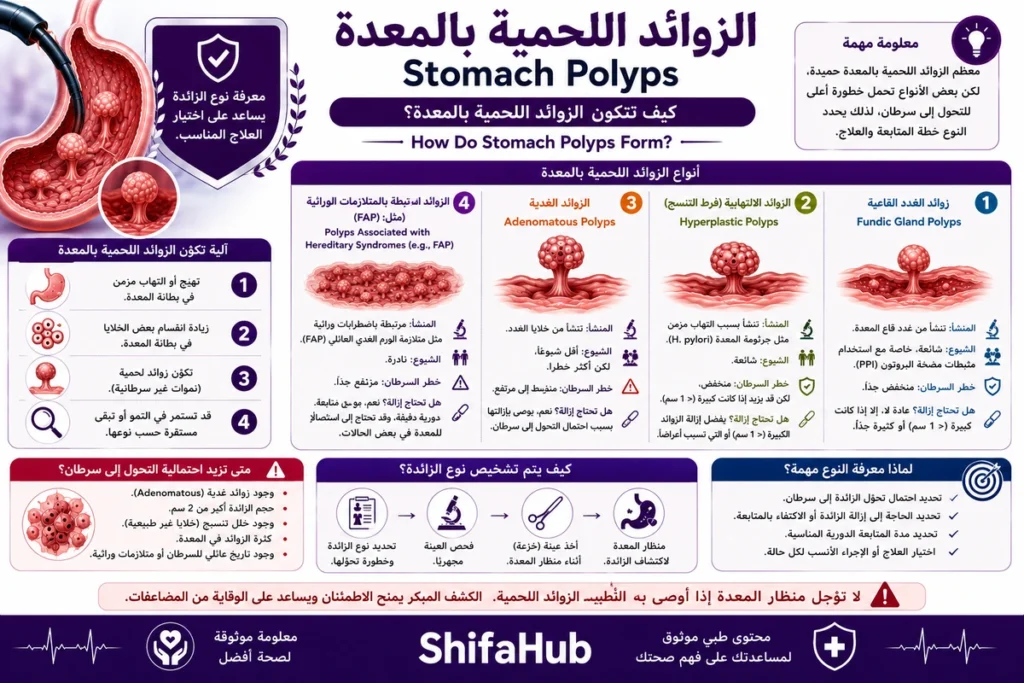 كيف تتكون الزوائد اللحمية بالمعدة؟